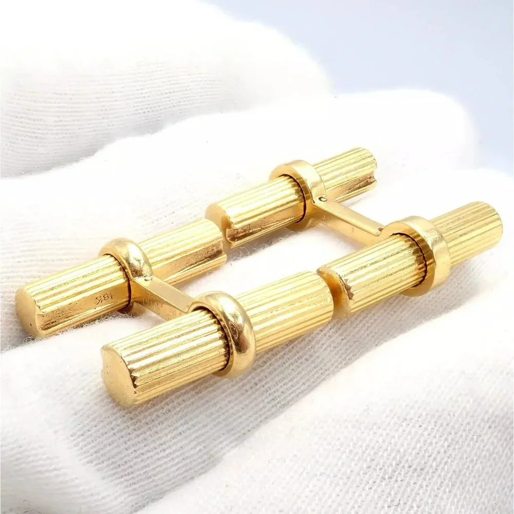 Vintage! Authentic Van Cleef & Arpels 18k Yellow Gold Bar Cufflinks